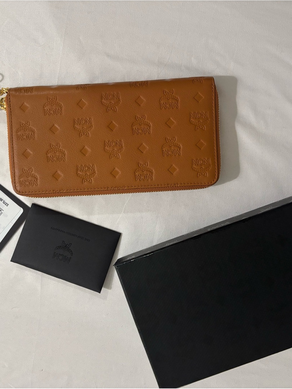 MCM Cognac Visetos Embossed Leather Tote with Wallet - Picture 7 of 12